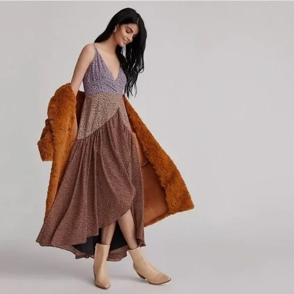 Anthropologie Hutch Contrast Floral Wrap Midi Dress, Size 1X - Picture 5 of 8